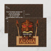 Houten Tiki Mask  Retro ALOHA Luau Party Uitnodiging Briefkaart (Voorkant / Achterkant)