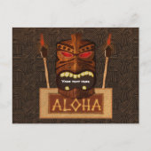 Houten Tiki Mask  Retro ALOHA Luau Party Uitnodiging Briefkaart (Voorkant)