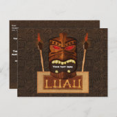 Houten Tiki Mask  Retro LUAU Aloha Party Uitnodiging Briefkaart (Voorkant / Achterkant)
