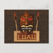 Houten Tiki Mask  Retro LUAU Aloha Party Uitnodiging Briefkaart (Voorkant)
