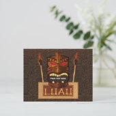 Houten Tiki Mask  Retro LUAU Aloha Party Uitnodiging Briefkaart (Staand voorkant)