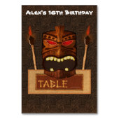 Houten Tiki Mask  Retro Luau Tafelnummer (Achterkant)