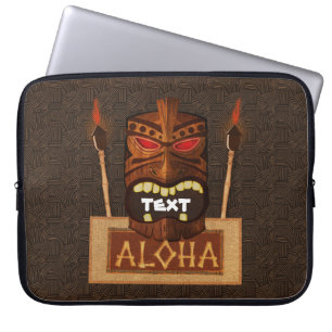 Houten Tiki Mask Vintage Retro ALOHA Hawaïaans Laptop Sleeve