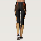  houten Tiki masker Tropisch Hawaïaans vuur Leggings (Achterkant)