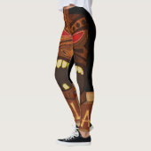 houten Tiki masker Tropisch Hawaïaans vuur Leggings (Links)