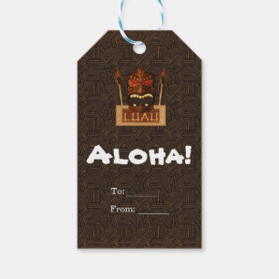 Houten Tiki-masker Vintage Retro Luau Zomerfeest Cadeaulabel