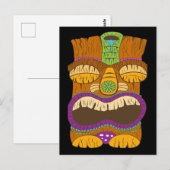 Houten Tiki standbeeld met open mond, grappig zwar Briefkaart (Voorkant / Achterkant)