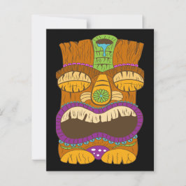Houten Tiki standbeeld met open mond, grappig zwar Briefkaart
