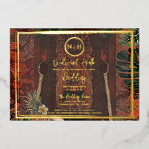 Houten Tiki Vintage Hawaiaanse Huwelijksfoto
