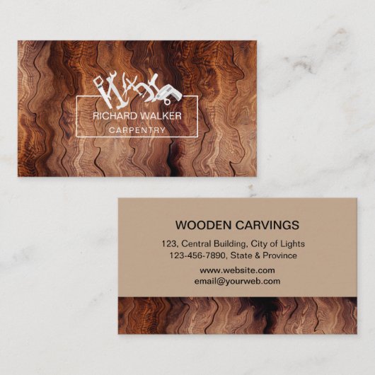 Houten timmerwerk Handyman constructie gereedschap Visitekaartje (Voorkant / Achterkant)