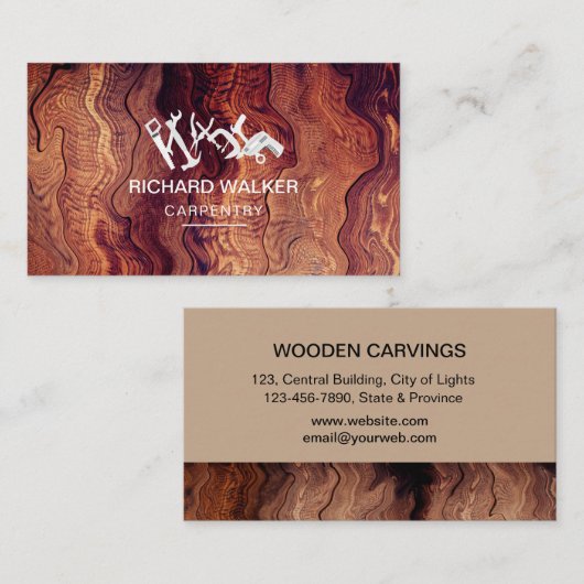 Houten timmerwerk Handyman constructie gereedschap Visitekaartje (Voorkant / Achterkant)