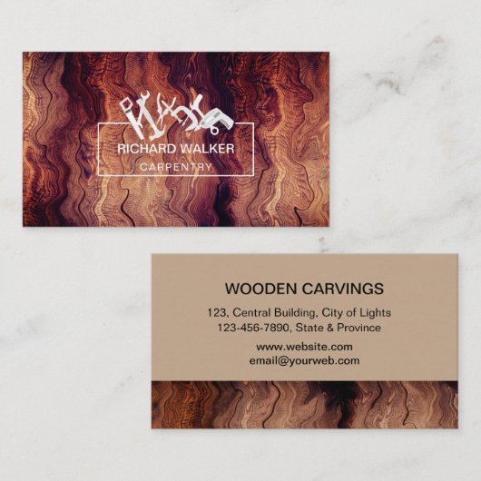 Houten timmerwerk Handyman constructie gereedschap Visitekaartje (Voorkant / Achterkant)