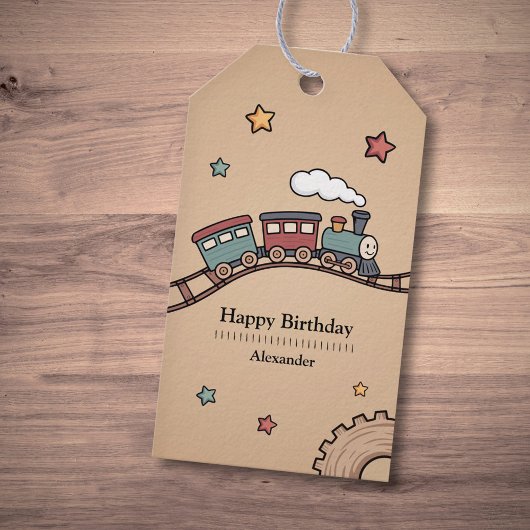 Houten Trein Cadeaulabel