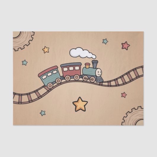 houten trein tissuepapier (Voorkant)