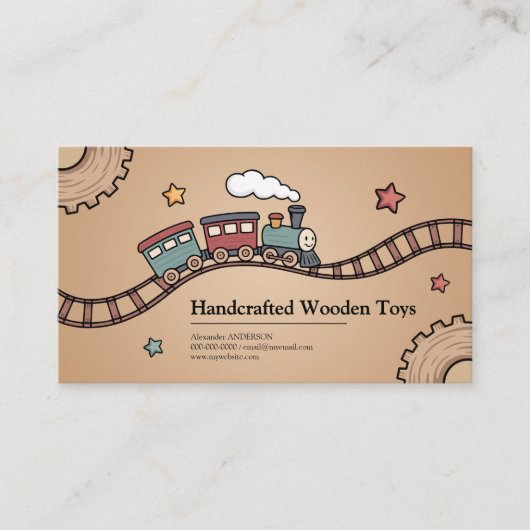 houten trein visitekaartje (Voorkant)