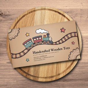 houten trein visitekaartje