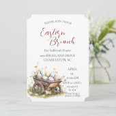 Houten trolley met eieren Paasbrunch Kaart (Staand voorkant)