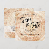 Houten Trouw Save the date met website Uitnodiging (Voorkant / Achterkant)