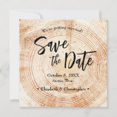 Houten Trouw Save the date met website Uitnodiging (Voorkant)
