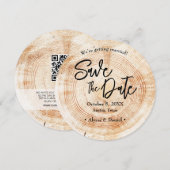 Houten Trouw Save the date QR-code Kaart (Voorkant / Achterkant)