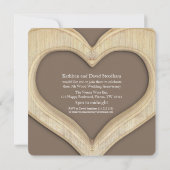 Houten trouwdag 5 jaar uitnodigingen hart feest (Achterkant)