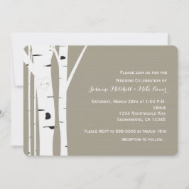 Houten trouwkaart met hart uit berkboom gekerfd kaart