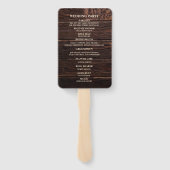 Houten Trouwprogramma in Rustieke Donkerbruine Kle Handwaaier (Achterkant)