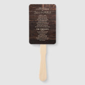 Houten Trouwprogramma in Rustieke Donkerbruine Kle Handwaaier (Voorkant)