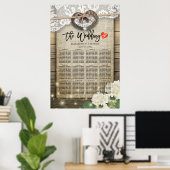 Houten trouwstoelindeling met hoefijzeren Hortensi Poster (Thuiskantoor)