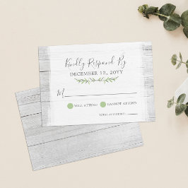 Houten Trouwuitnodiging met botanisch blad en RSVP Kaartje