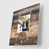 Houten Tweedegangsjubileum Foto Bruiloft Landelijk Vierkante Klok (Hoek)