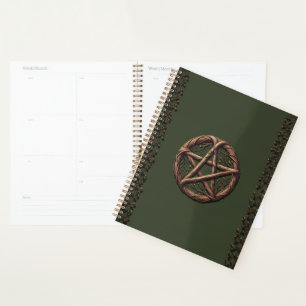 Houten Twijg Pentakel Olijfgroen Wiccaans  Planner