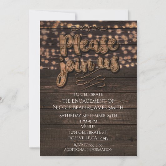 Houten Type Landelijke Country Verjaardagsfeest Kaart (Voorkant)