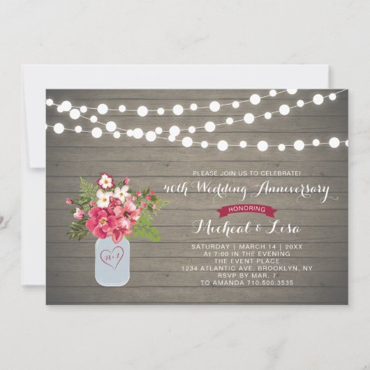 Houten uitnodiging voor 40-jarig huwelijksjubileum (Voorkant)