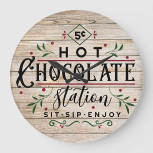 Houten uitstraling hete chocoladestation vintage l grote klok