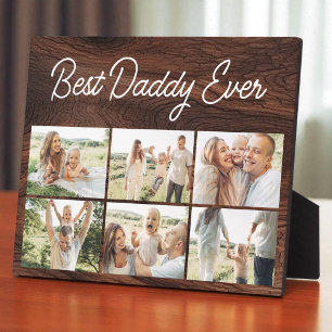 Houten Vaderdag Beste Papa Ooit 6 Foto Collage Fotoplaat