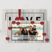 Houten Valentijnsdag LOVE Hartjes Fotokaart (Voorkant / Achterkant)