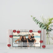 Houten Valentijnsdag LOVE Hartjes Fotokaart (Staand voorkant)