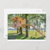 Houten van hout in eikenboom met gras briefkaart (Voorkant / Achterkant)