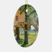 Houten van hout in eikenboom met gras keramisch ornament (Rechts)