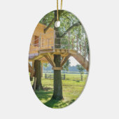Houten van hout in eikenboom met gras keramisch ornament (Links)