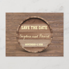 Houten Vat Bruiloft SAVE THE DATE Aankondigingskaart