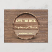 Houten Vat Bruiloft SAVE THE DATE Aankondigingskaart (Voorkant)