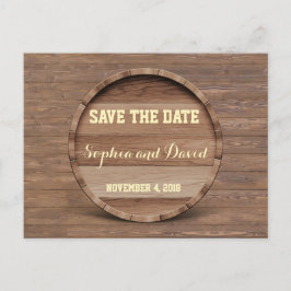 Houten Vat Bruiloft SAVE THE DATE Aankondigingskaart