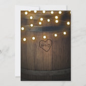 Houten Vat Gesneden Hart & Lichten Rustieke Bruilo Kaart (Achterkant)