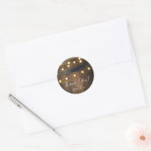 Houten vat gesneden hart lichten rustieke gunst ronde sticker (Envelop)