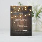 Houten vat gesneden hart verlichting rustieke RSVP (Staand voorkant)