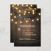 Houten vat gesneden hart verlichting rustieke RSVP (Voorkant / Achterkant)