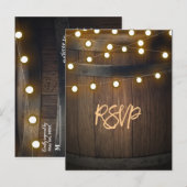 Houten vat gesneden hart verlichting rustieke RSVP Uitnodiging Briefkaart (Voorkant / Achterkant)