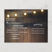 Houten vat gesneden hart verlichting rustieke RSVP Uitnodiging Briefkaart (Achterkant)